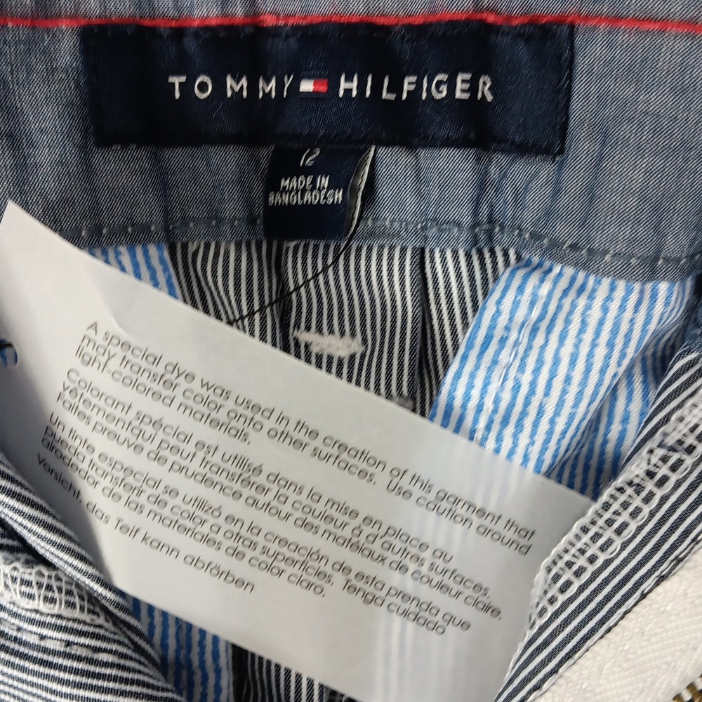 Tommy Hilfiger Womens 12 Blue Pin Striped Chinos Straight Legged Pants - Picture 2 of 10